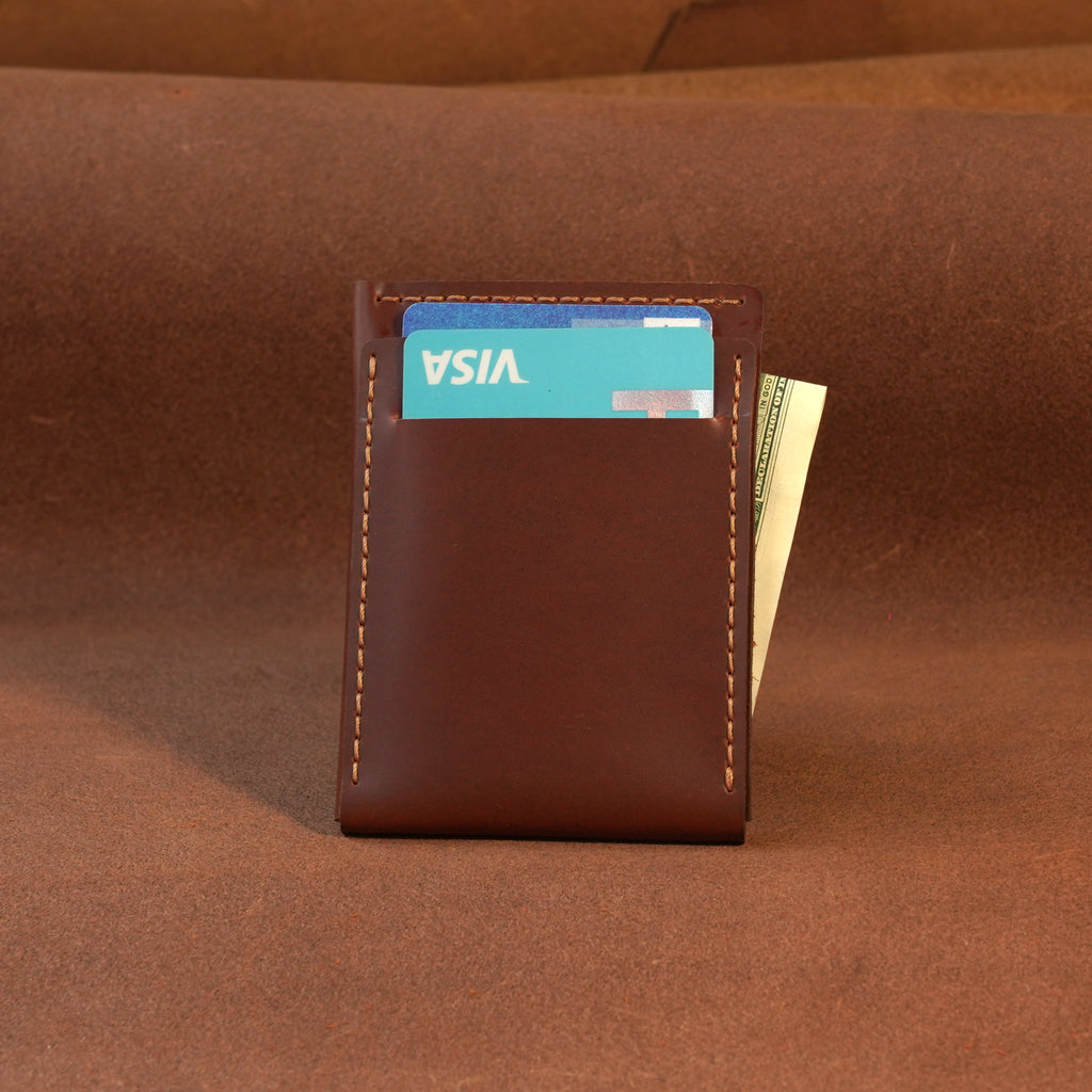 Slim Leather Card Holder with Cash Pocket