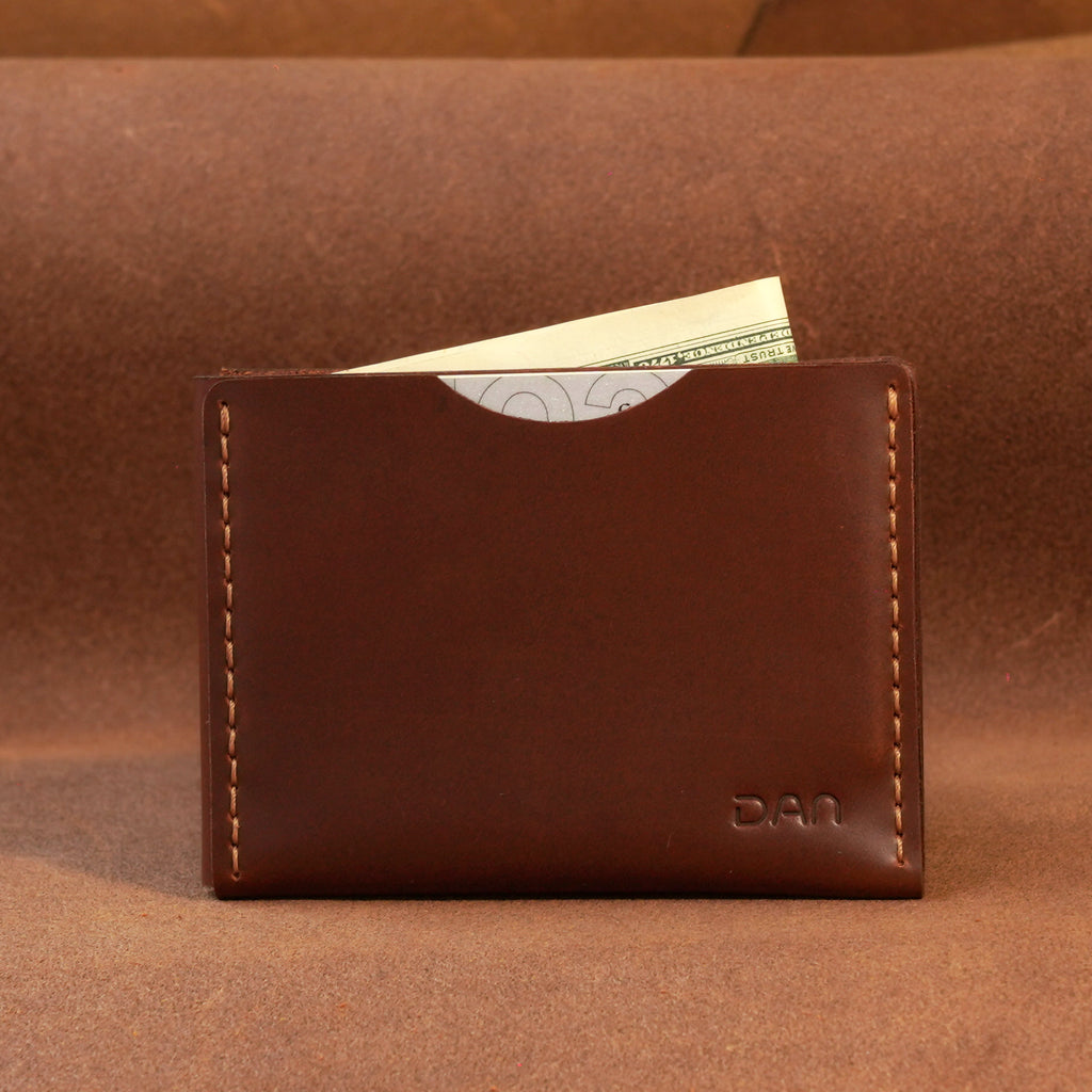 Slim Leather Card Holder with Cash Pocket