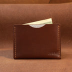 Slim Leather Card Holder with Cash Pocket