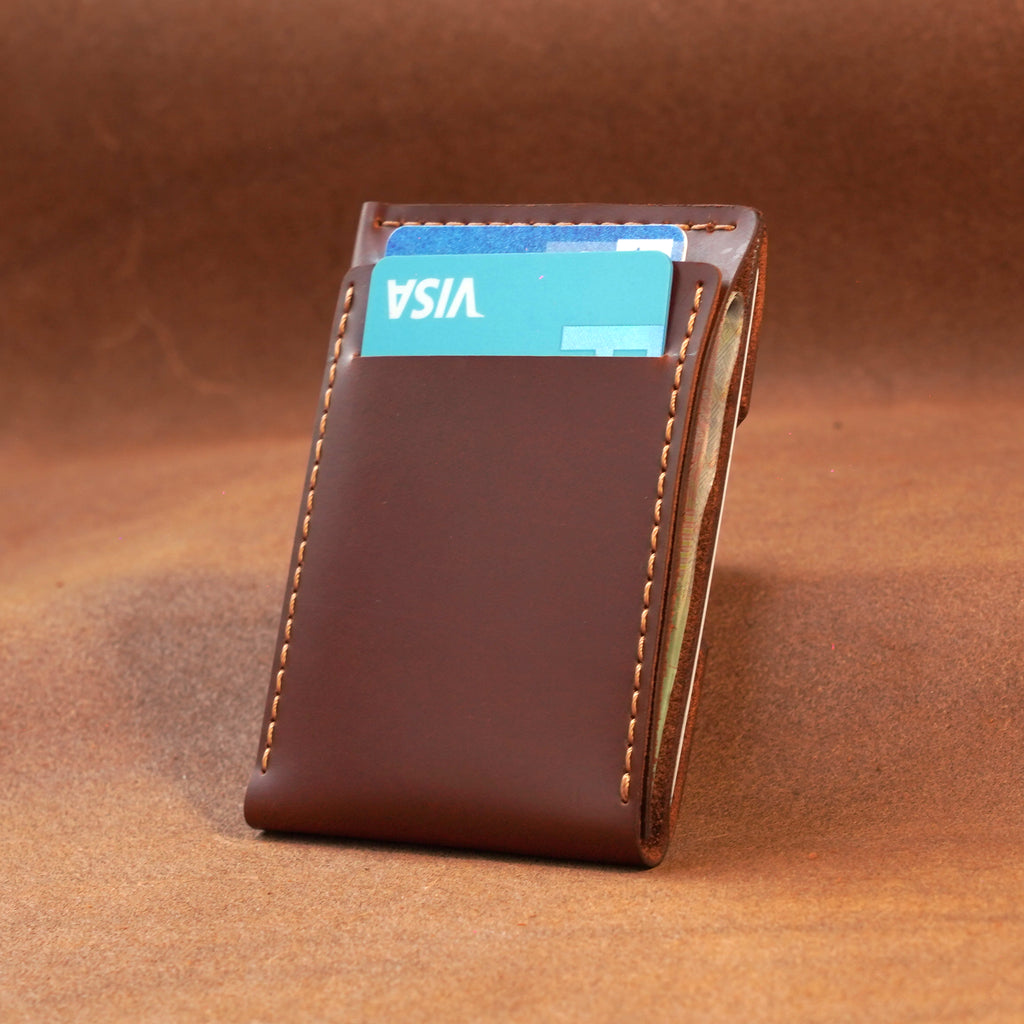 Slim Leather Card Holder with Cash Pocket