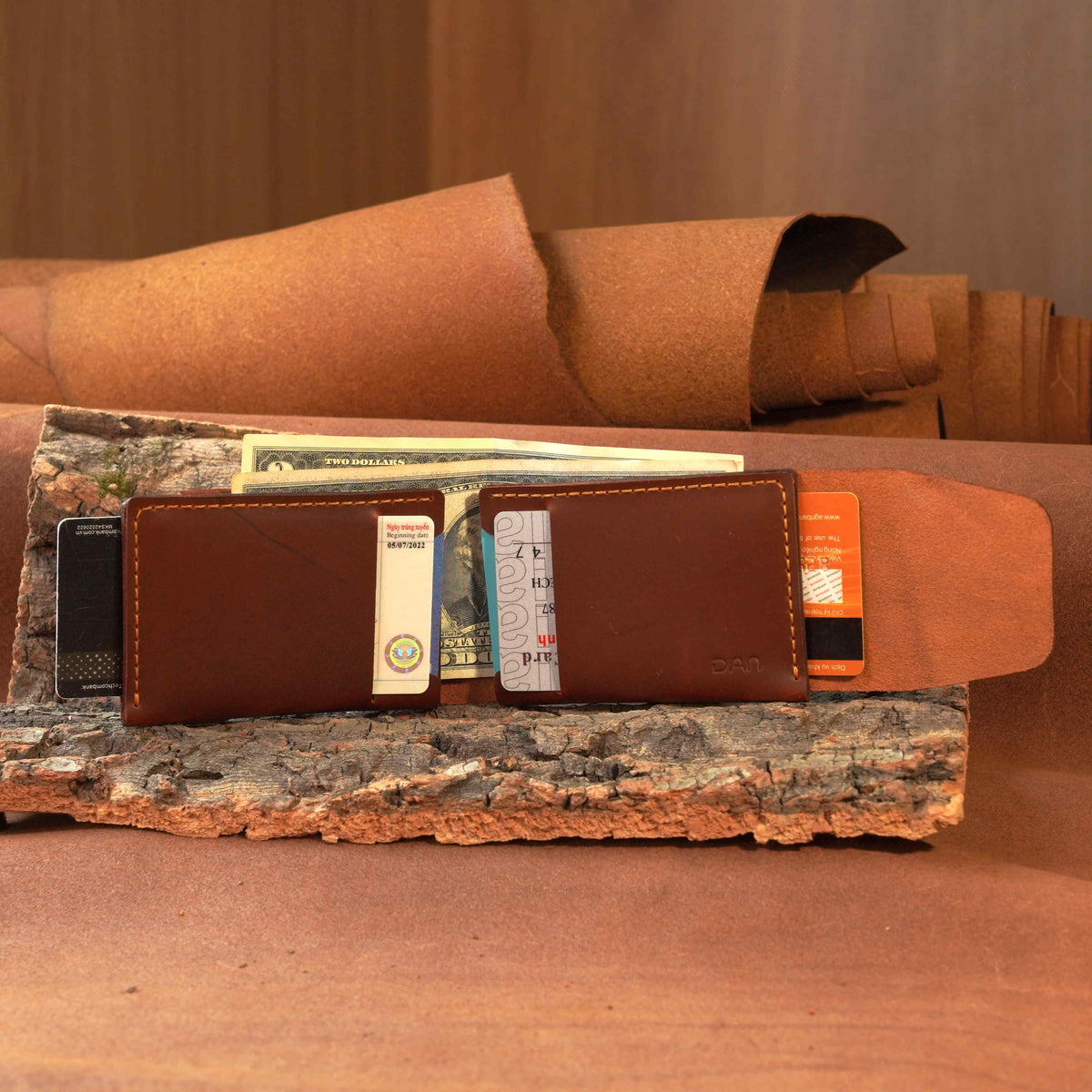 Horizontal Cowhide Wallet with Flap Closure