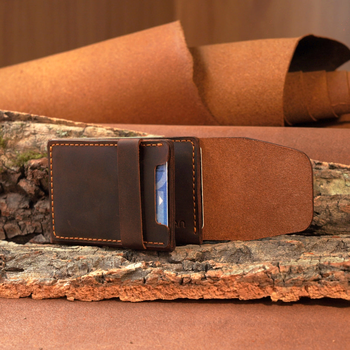 Horizontal Cowhide Wallet with Flap Closure
