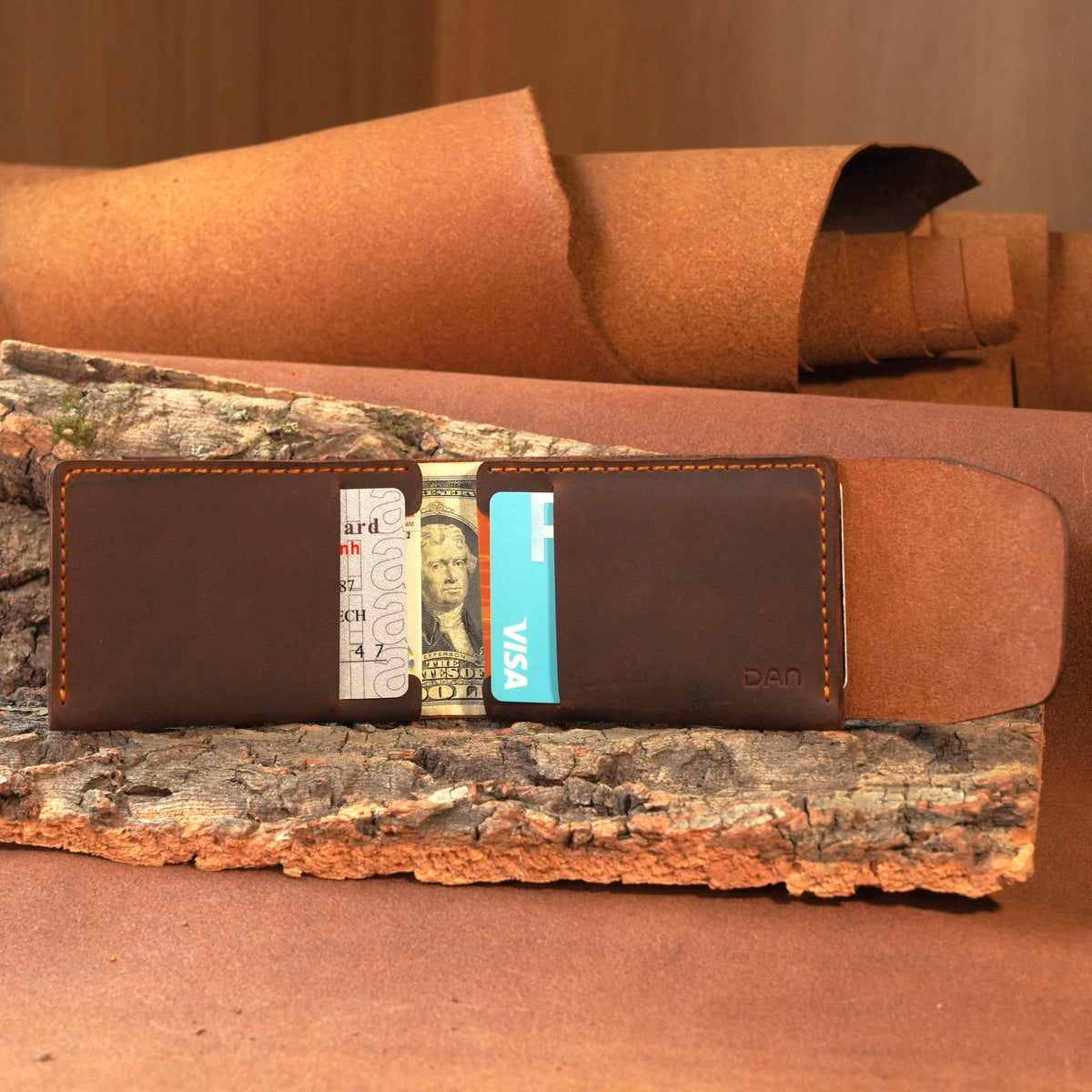 Horizontal Cowhide Wallet with Flap Closure