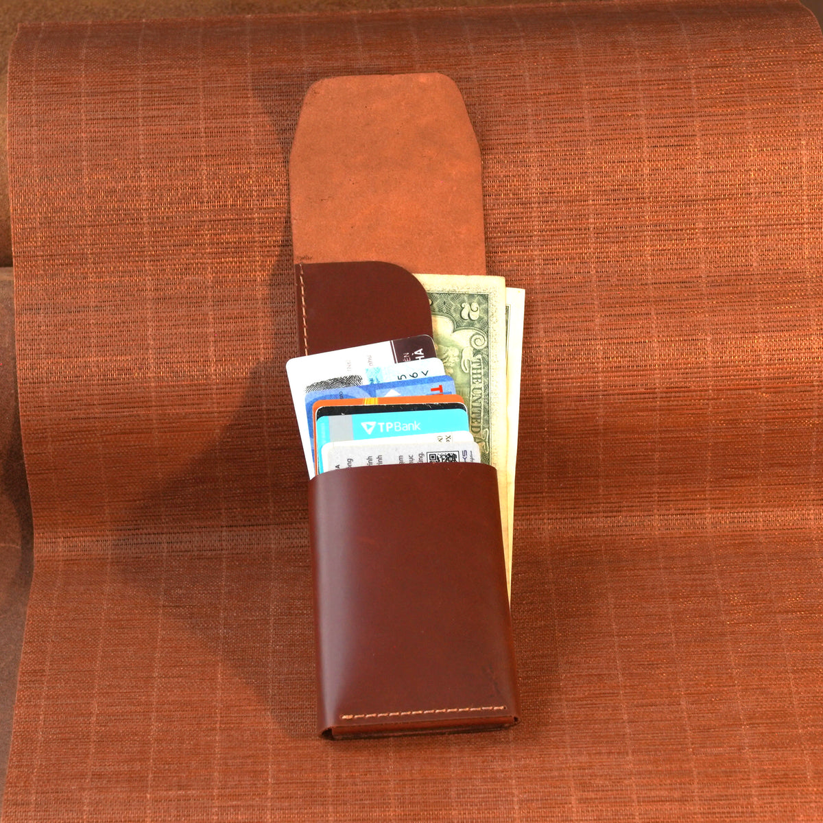 Compact Tuck-Flap Leather Wallet