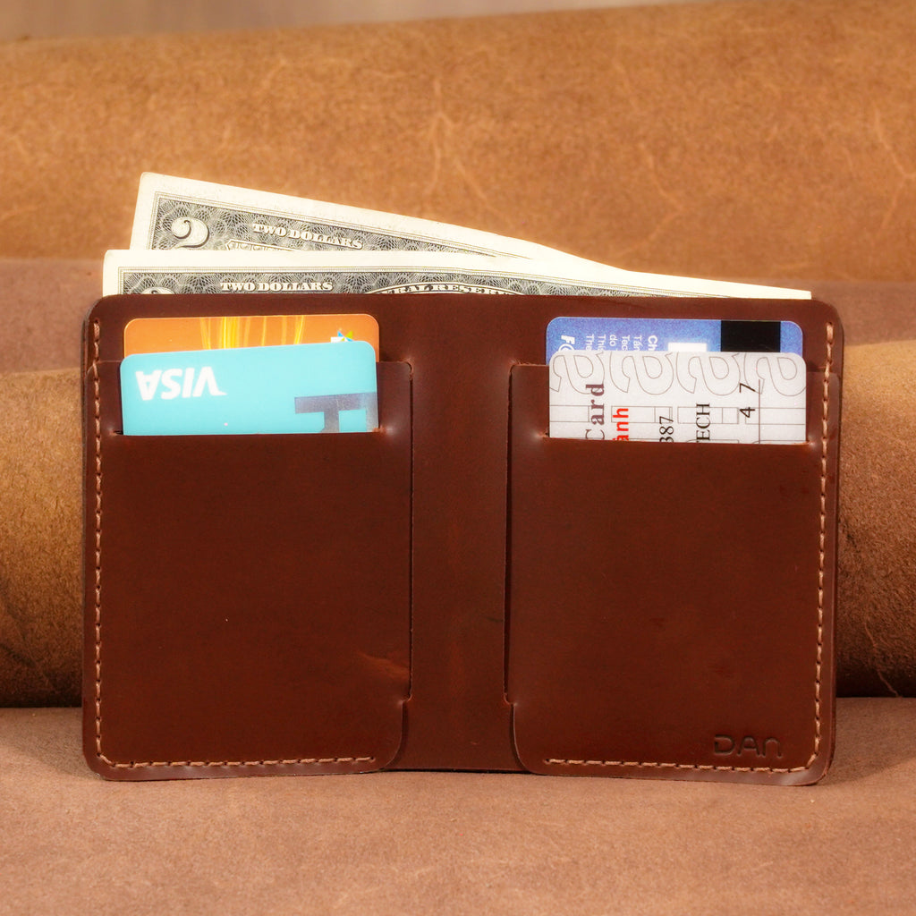 Personalized Hand-Stitched Leather Bifold Wallet