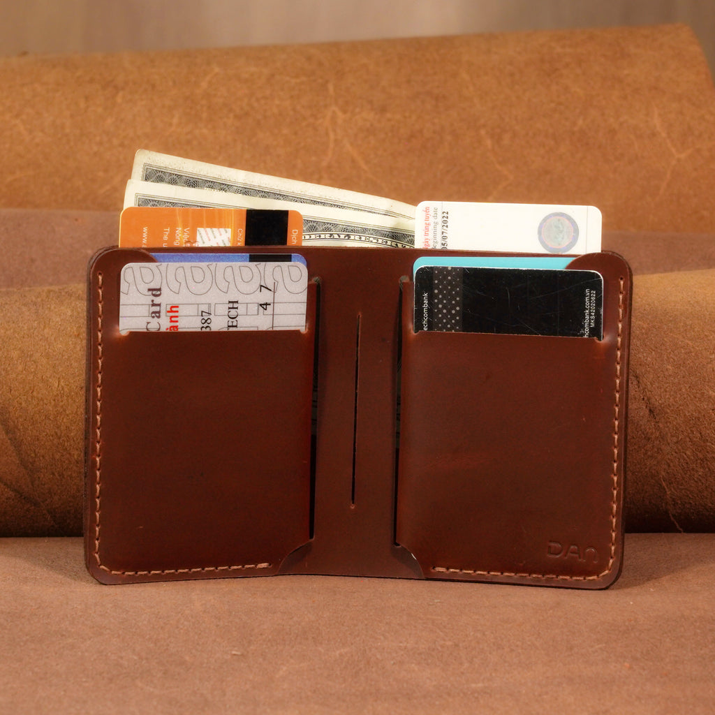 Cowhide Bifold Wallet with 6 Card Slots