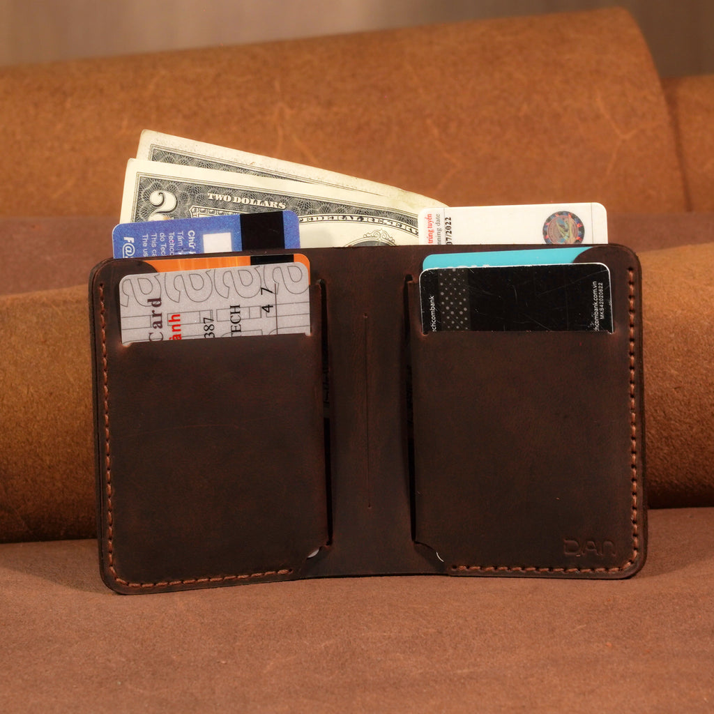 Cowhide Bifold Wallet with 6 Card Slots