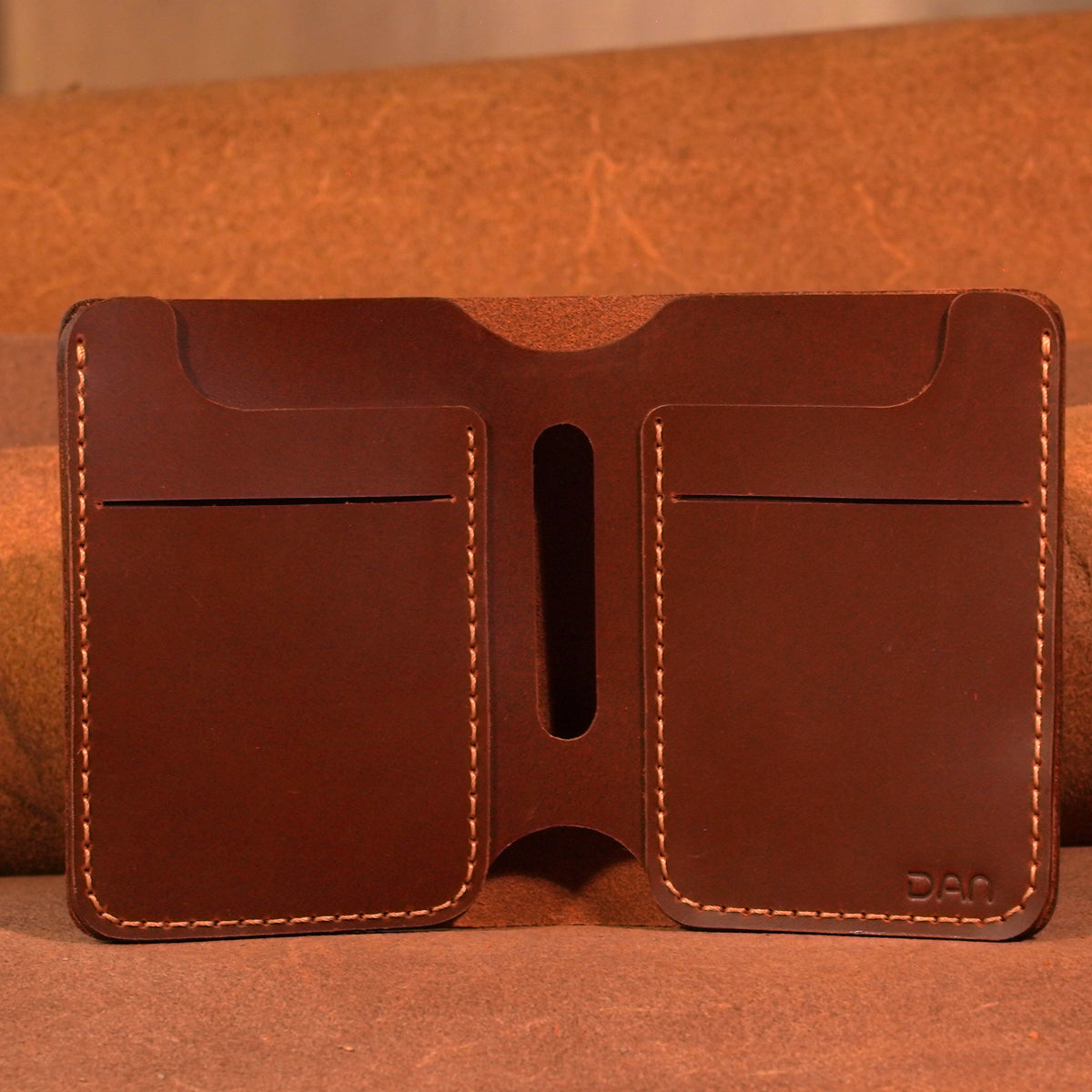 Personalized Hand-Stitched Leather Bifold Wallet