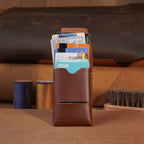 Compact Leather Card Wallet with Tuck-Flap Closure