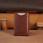 Compact Leather Card Wallet with Tuck-Flap Closure