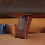 Compact Leather Card Wallet with Tuck-Flap Closure