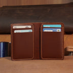 Vertical Cowhide Leather Wallet