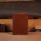 Vertical Cowhide Leather Wallet