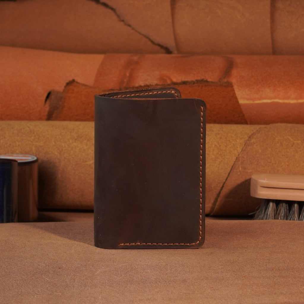 Vertical Cowhide Leather Wallet