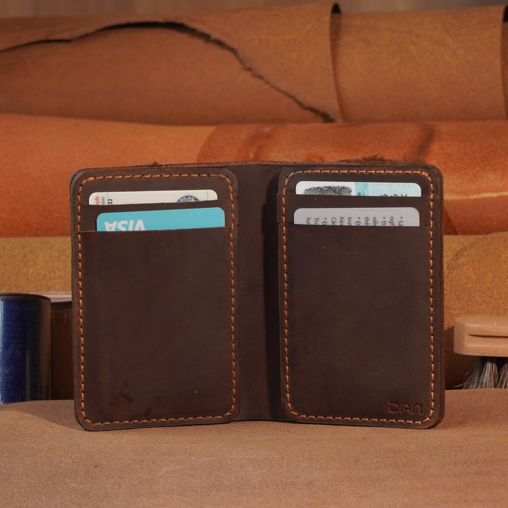 Vertical Cowhide Leather Wallet