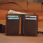 Vertical Cowhide Leather Wallet