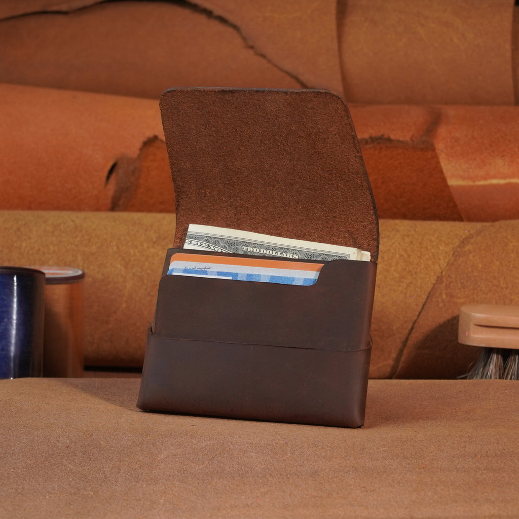 Compact Leather Flap Card Wallet