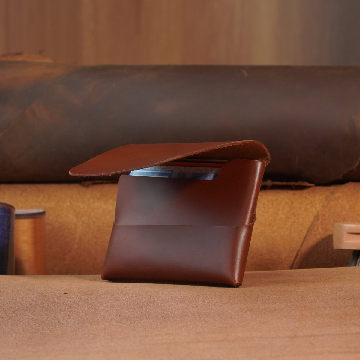 Compact Leather Flap Card Wallet