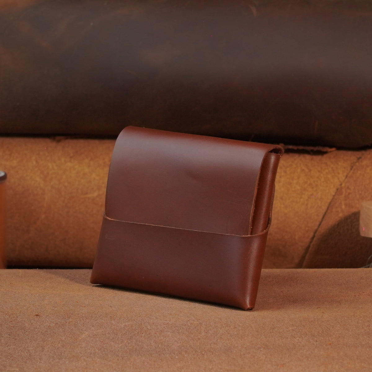 Compact Leather Flap Card Wallet