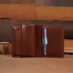 High-Capacity Leather Bifold Wallet with Tuck-Flap Card Pocket