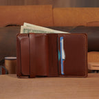 High-Capacity Leather Bifold Wallet with Tuck-Flap Card Pocket