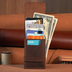 Minimalist Vertical Leather Tuck Wallet with Cash Pocket
