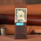 Minimalist Vertical Leather Tuck Wallet with Cash Pocket