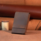 Minimalist Vertical Leather Tuck Wallet with Cash Pocket