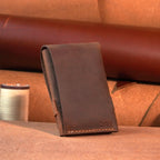 Minimalist Vertical Leather Tuck Wallet with Cash Pocket