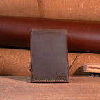 Minimalist Vertical Leather Tuck Wallet with Cash Pocket