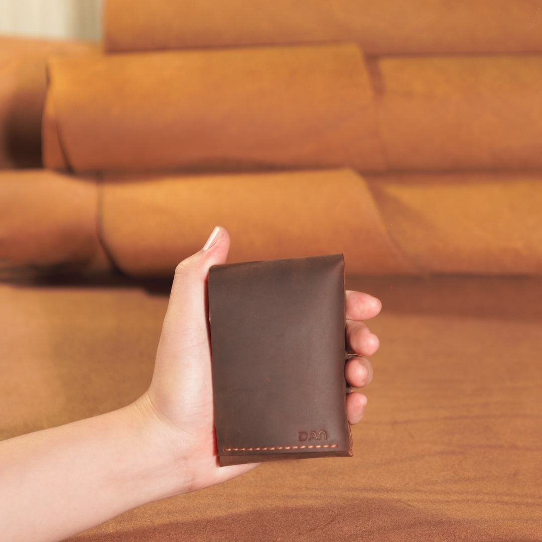 Compact Tuck-Flap Leather Wallet
