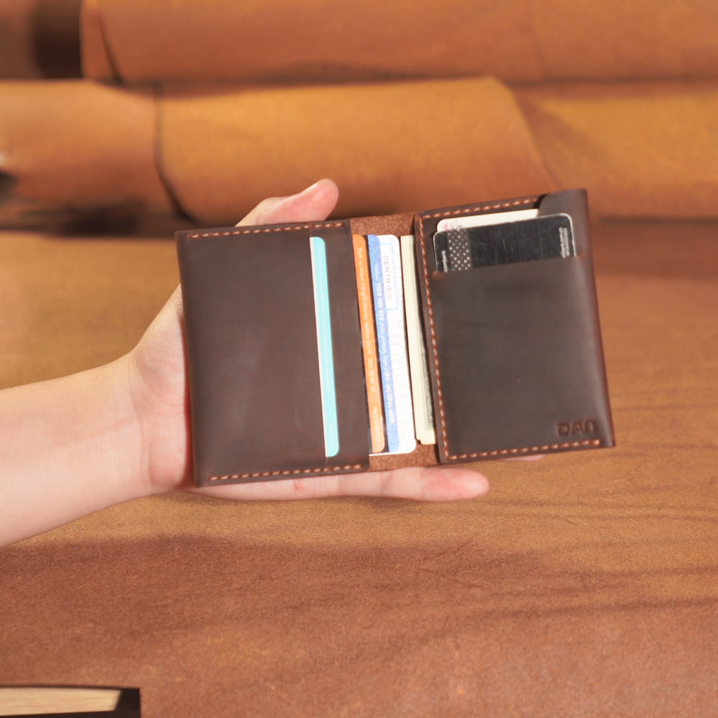 Vertical Leather Bifold Wallet