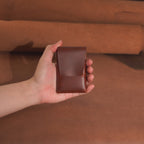 Compact Leather Card Wallet with Tuck-Flap Closure