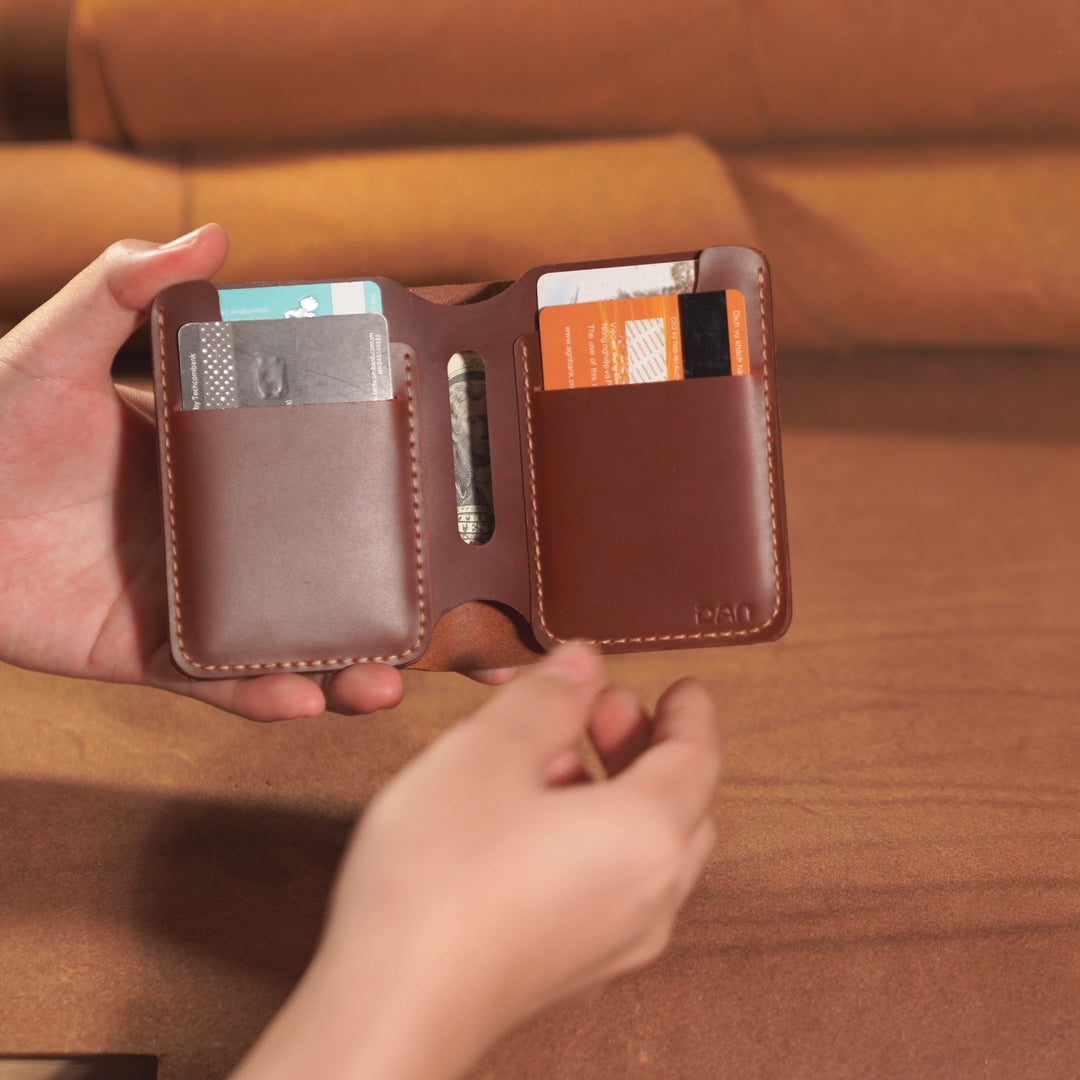 Personalized Hand-Stitched Leather Bifold Wallet