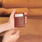 Slim Leather Card Holder with Cash Pocket
