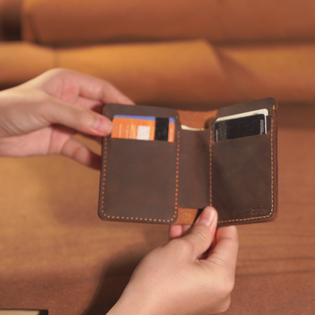 Vertical Cowhide Bifold Wallet