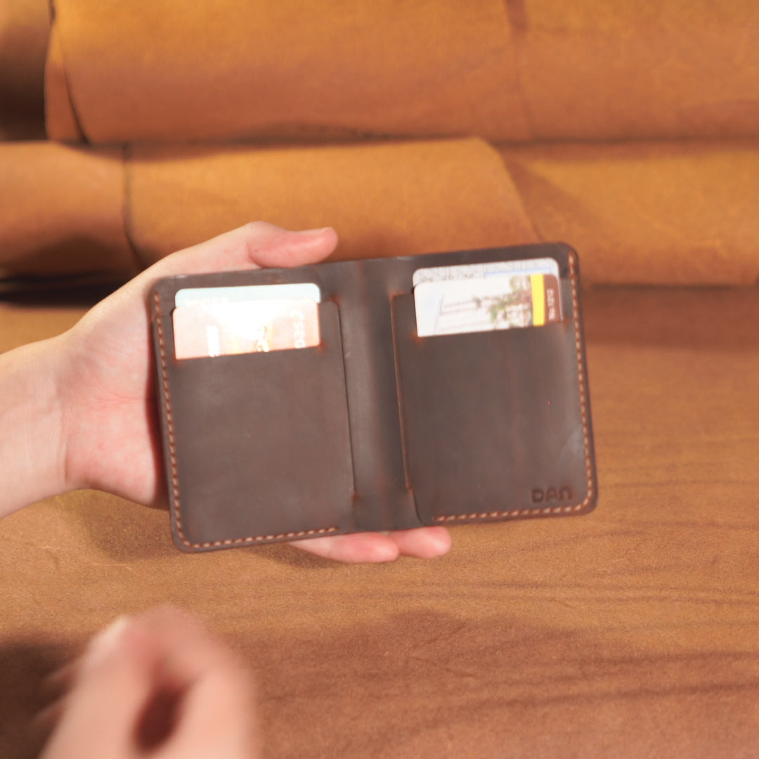 Personalized Hand-Stitched Leather Bifold Wallet