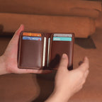 Vertical Cowhide Leather Wallet