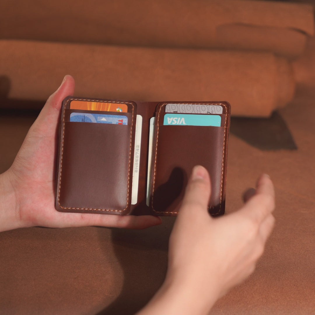 Vertical Cowhide Leather Wallet