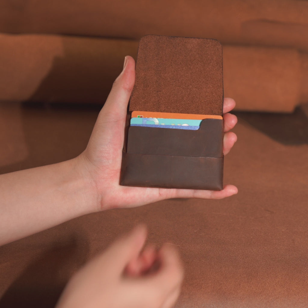 Compact Leather Flap Card Wallet