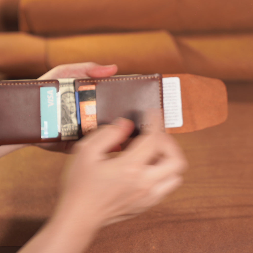 Horizontal Cowhide Wallet with Flap Closure