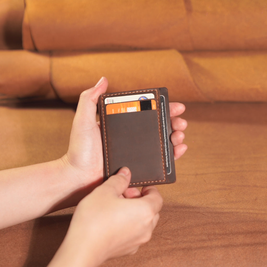 Mini Vertical Leather Card Wallet